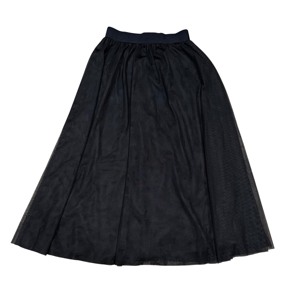 Boden Black Chiffon Midi Skirt Elastic Waist A-Line 6 US Halloween Witchy Goth
